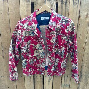 Marisa Christina Floral Jacket | Raspberry Red | Cotton Blend (S) | NWT
